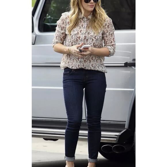 Tory Burch Sophie Coquette Off-the-Shoulder Peasant Blouse Silk boho top Sz-0 - Picture 7 of 10